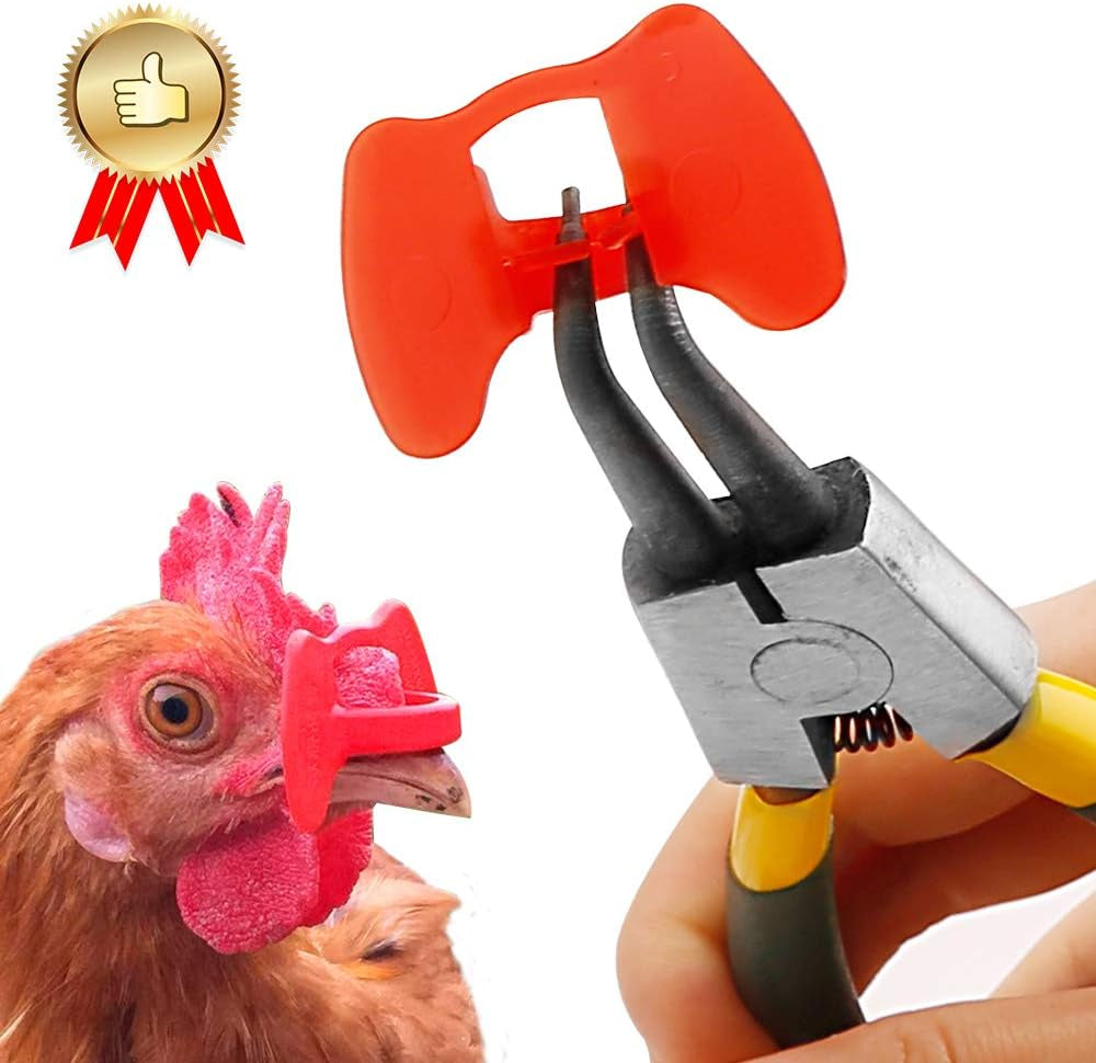 101 Pieces Pinless Peepers with Pliers Set Chicken Glasses Poultry Blinders Chicken Spectacles Chicken Peepers Pheasant Anti-Pecking Eye Glasses Plier（Middle）