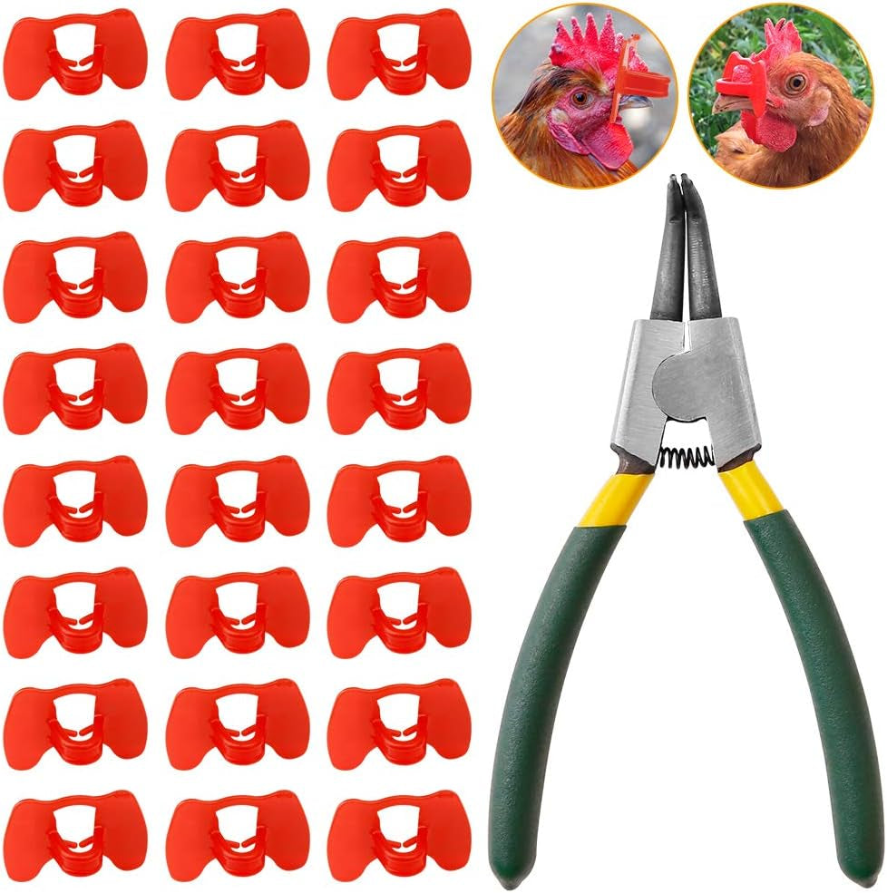 101 Pieces Pinless Peepers with Pliers Set Chicken Glasses Poultry Blinders Chicken Spectacles Chicken Peepers Pheasant Anti-Pecking Eye Glasses Plier（Middle）