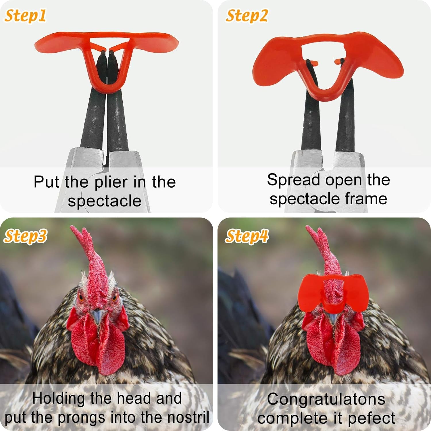 101 Pieces Pinless Peepers with Pliers Set Chicken Glasses Poultry Blinders Chicken Spectacles Chicken Peepers Pheasant Anti-Pecking Eye Glasses Plier（Middle）